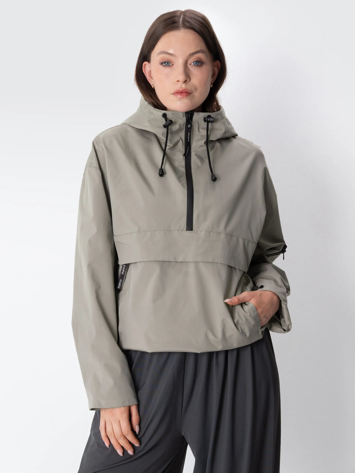 Classic Relaxed Fit Rain Hoodie - Dark Taupe