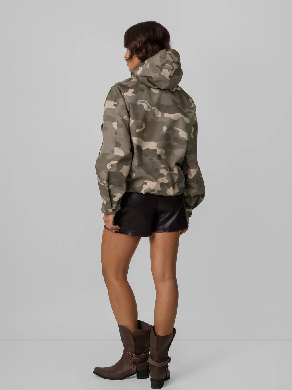 Classic Relaxed Fit Rain Hoodie - Taupe Camo