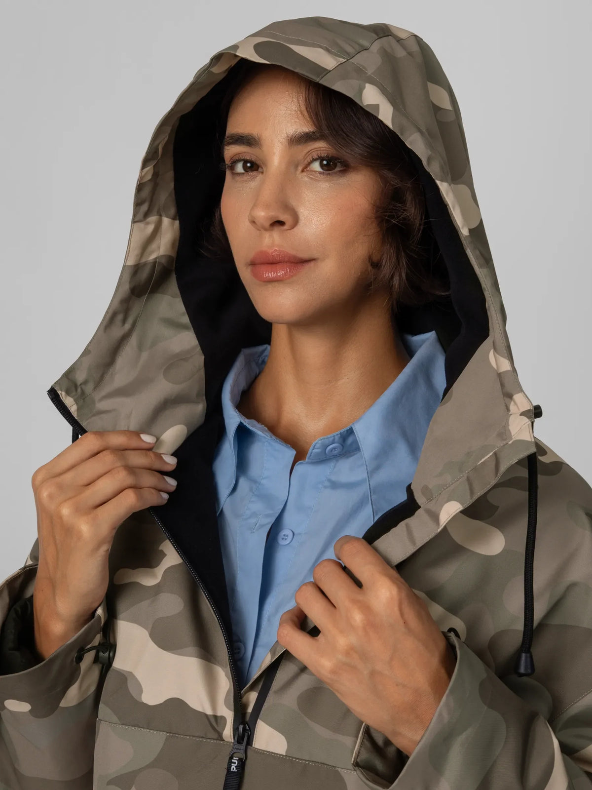 Classic Relaxed Fit Rain Hoodie - Taupe Camo