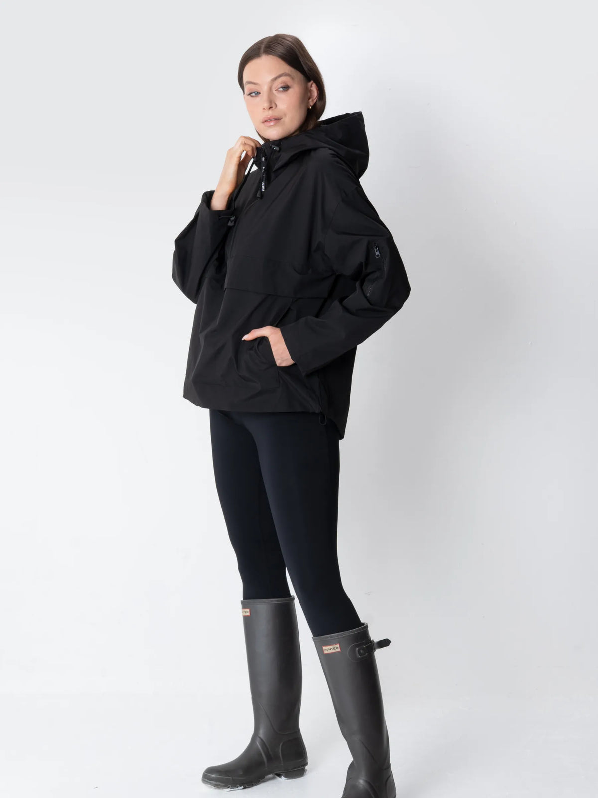Classic Relaxed Fit Rain Hoodie - Black