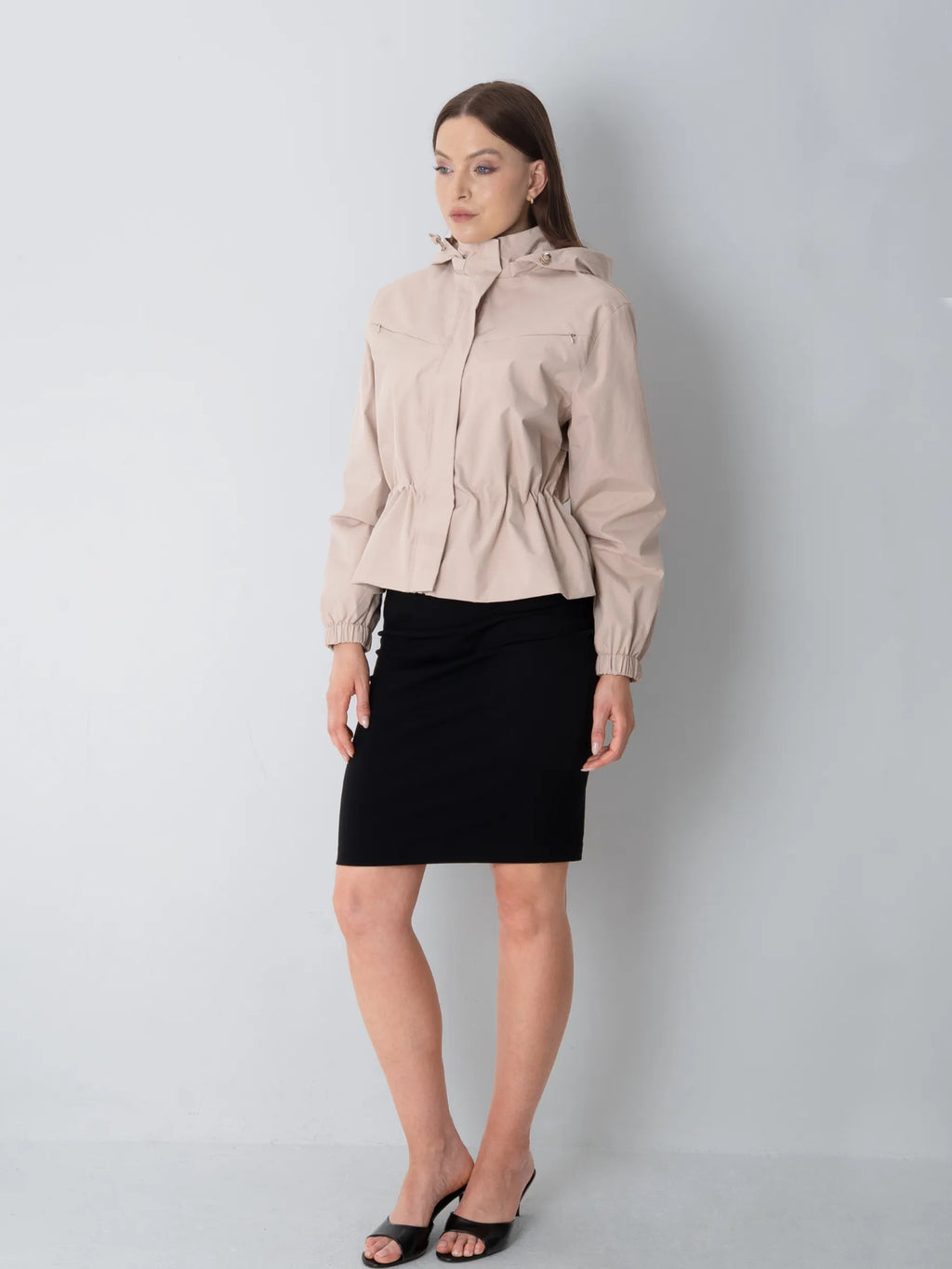 Short Drawstring Waist Rain Jacket