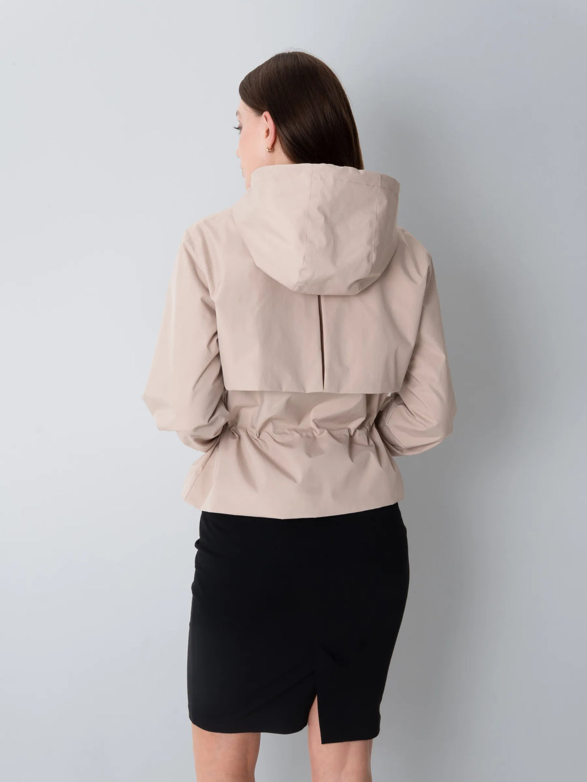 Short Drawstring Waist Rain Jacket