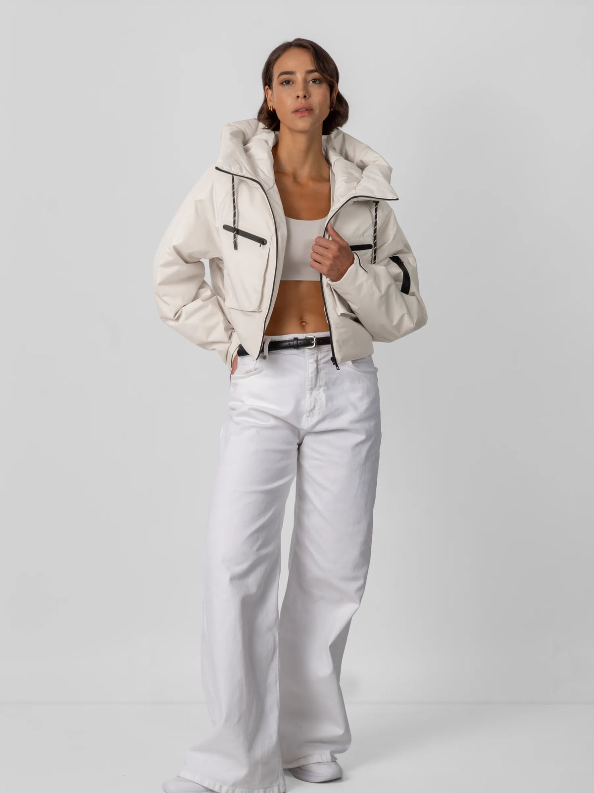 Elevated Padded Cropped Hooded Rain Jacket