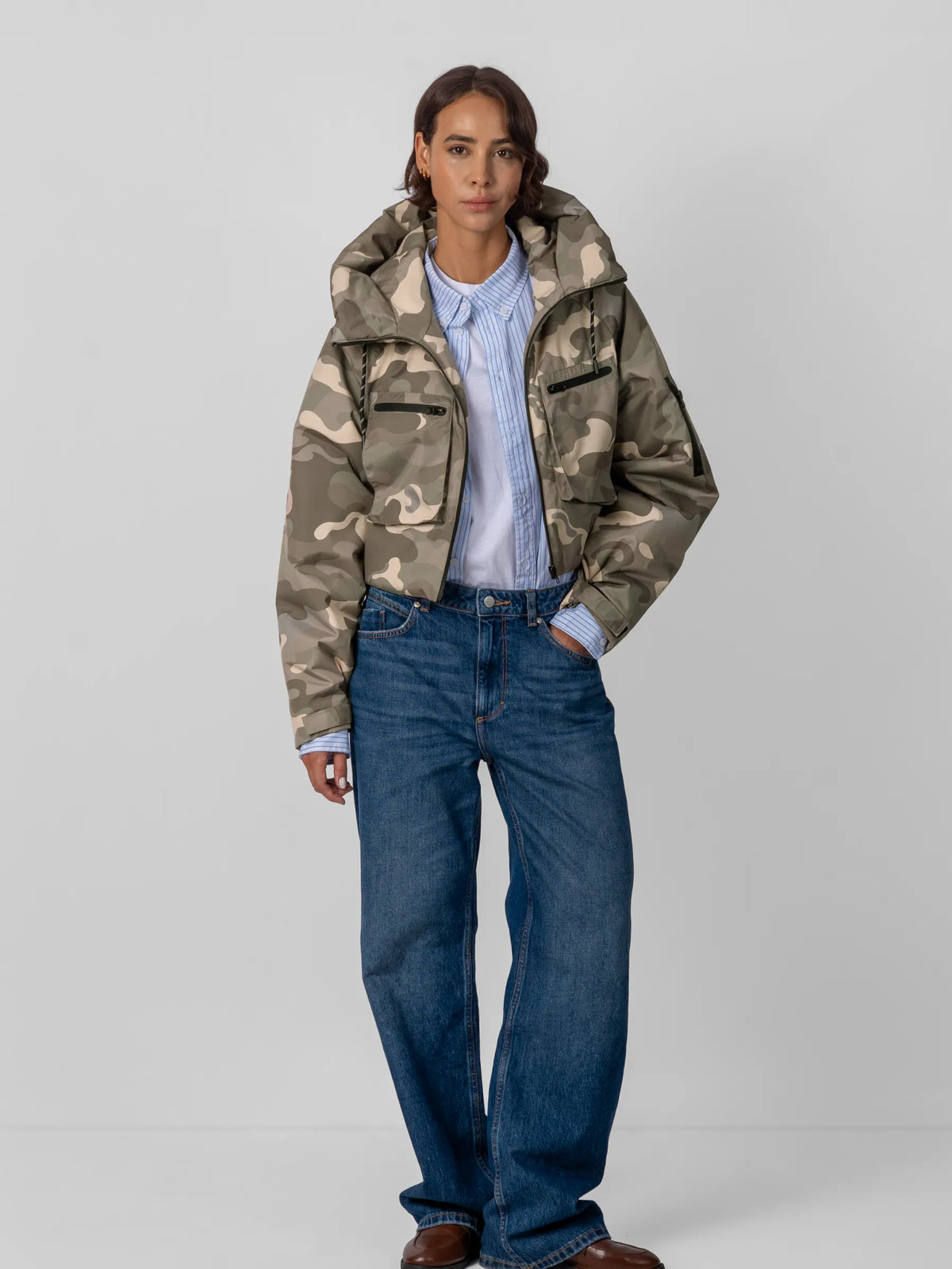 Elevated Cropped Hooded Rain Jacket