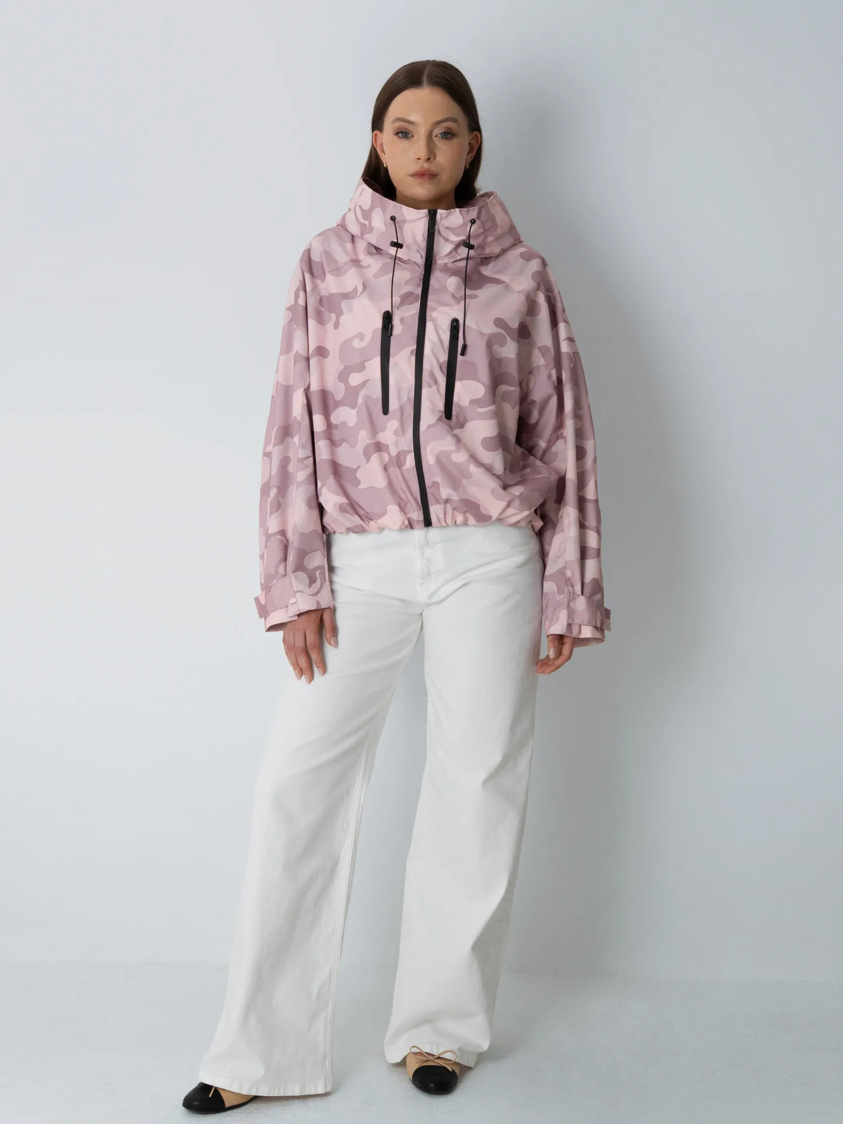 One Size Pink Camo Short Oversized Rain Jacket