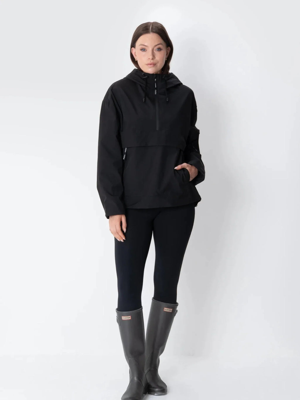 Classic Relaxed Fit Rain Hoodie - Black