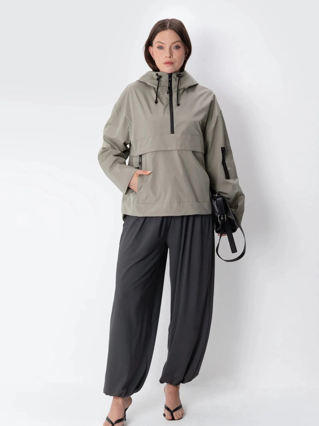 Classic Relaxed Fit Rain Hoodie - Dark Taupe