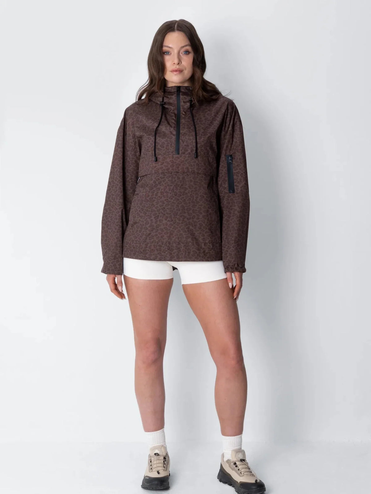 Classic Relaxed Fit Rain Hoodie - Mocha Leopard