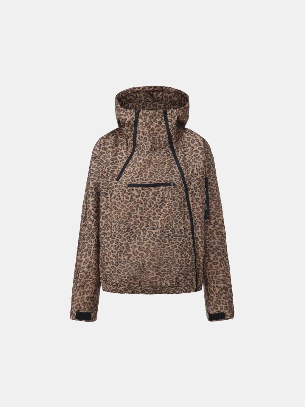 Leopard Short Asymmetric Zip Rain Hoodie