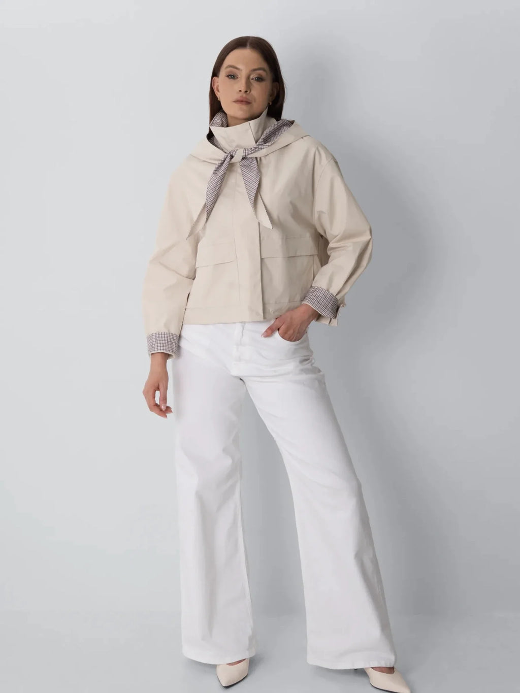 Funnel Collar Waterproof Bomber Jacket With Optional Hooded Scarf