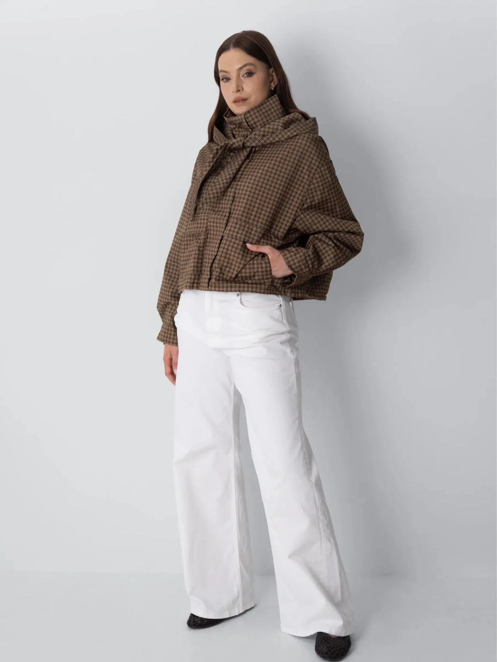 Funnel Collar Waterproof Bomber Jacket With Optional Hooded Scarf
