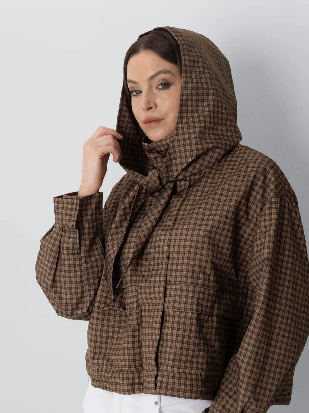 Funnel Collar Waterproof Bomber Jacket With Optional Hooded Scarf