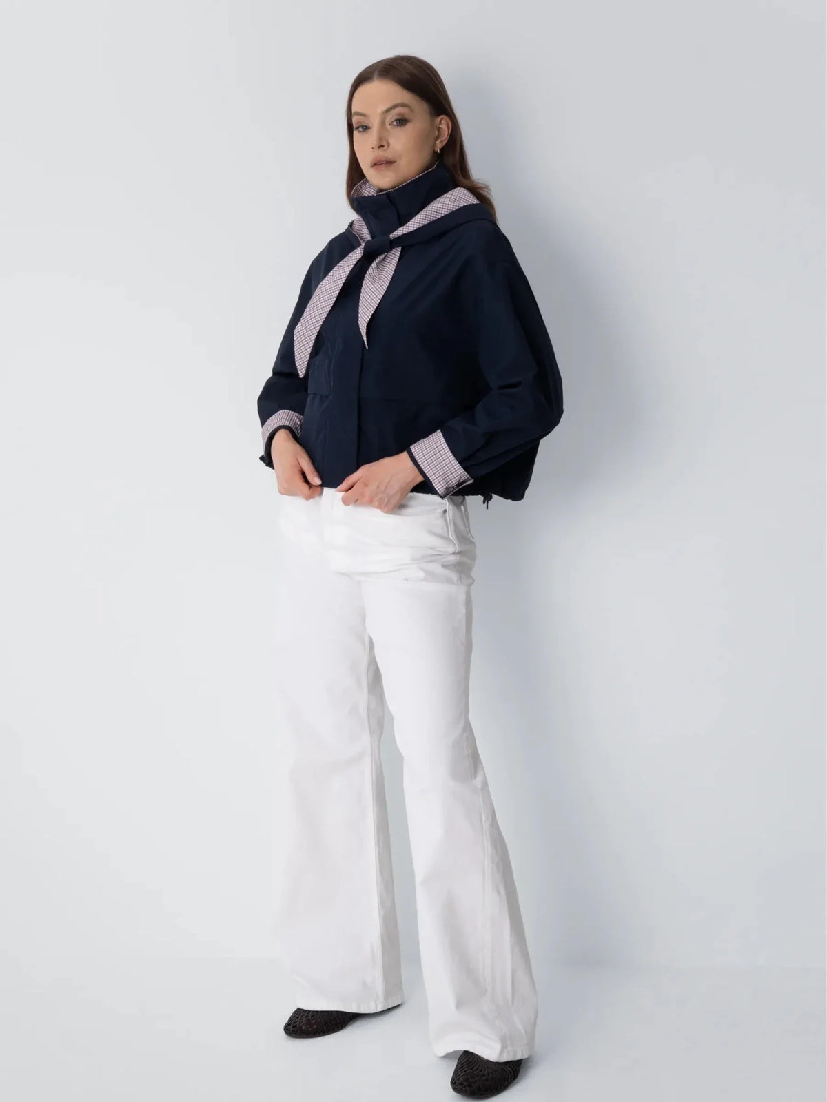 Funnel Collar Waterproof Bomber Jacket With Optional Hooded Scarf