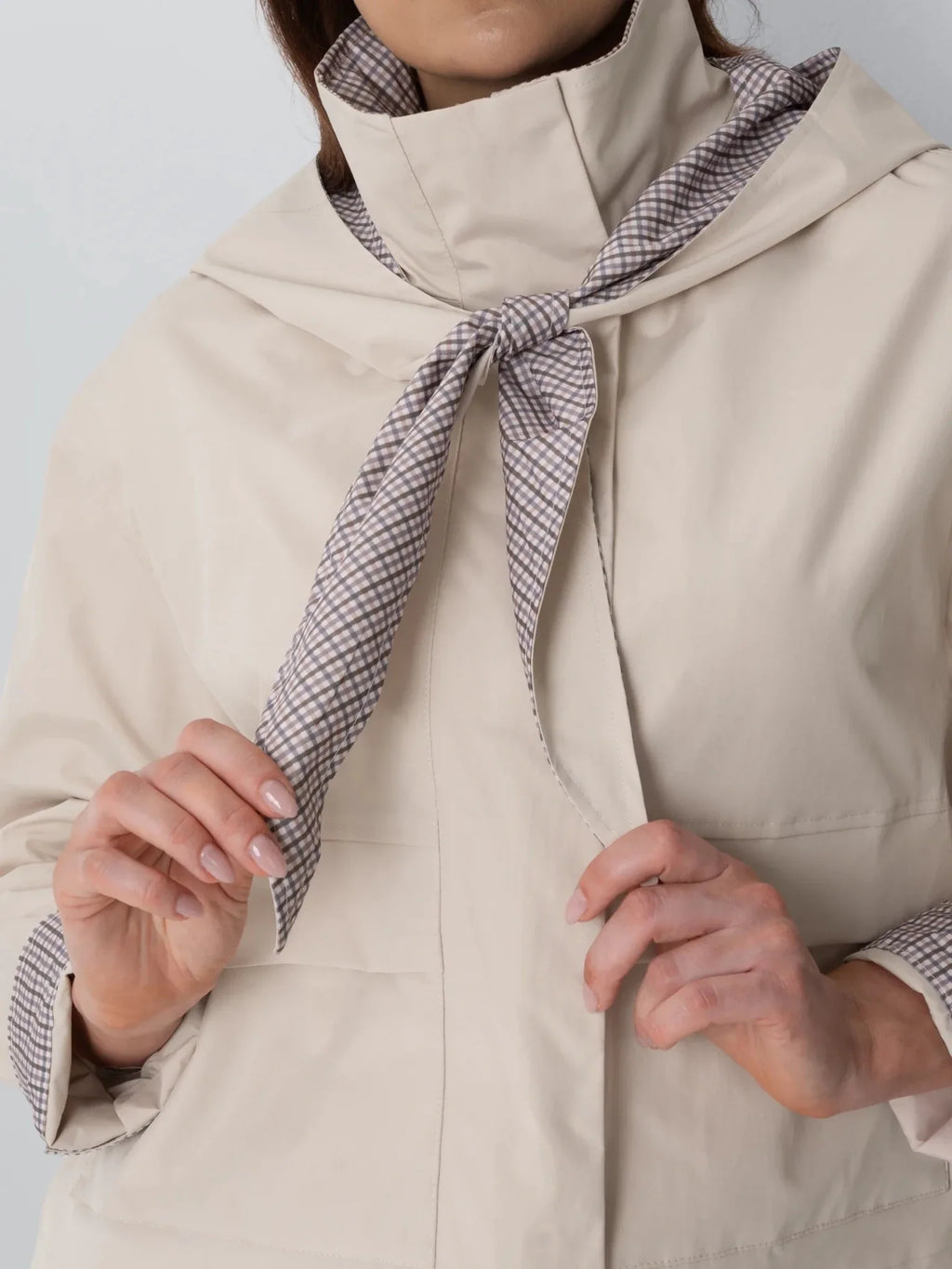 Funnel Collar Waterproof Bomber Jacket With Optional Hooded Scarf