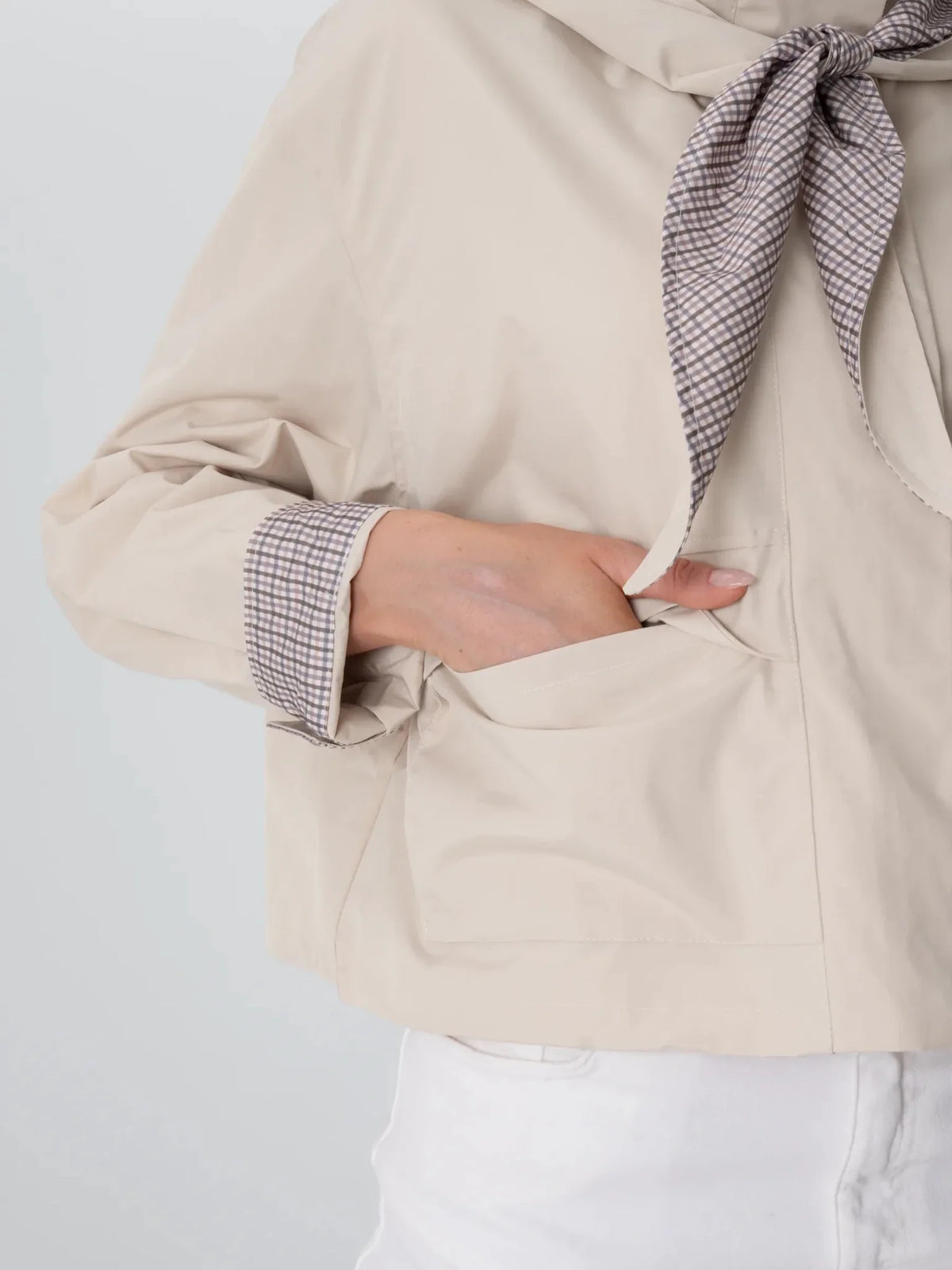 Funnel Collar Waterproof Bomber Jacket With Optional Hooded Scarf