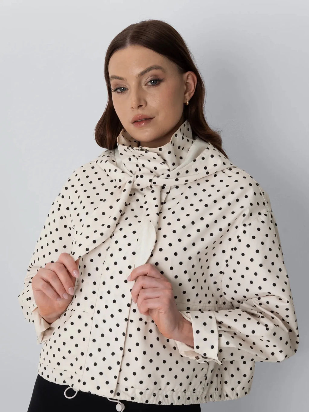 Funnel Collar Waterproof Bomber Jacket With Optional Hooded Scarf