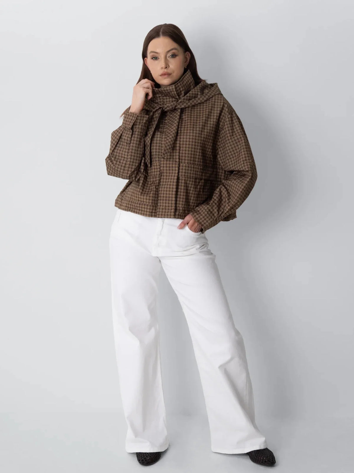 Funnel Collar Waterproof Bomber Jacket With Optional Hooded Scarf