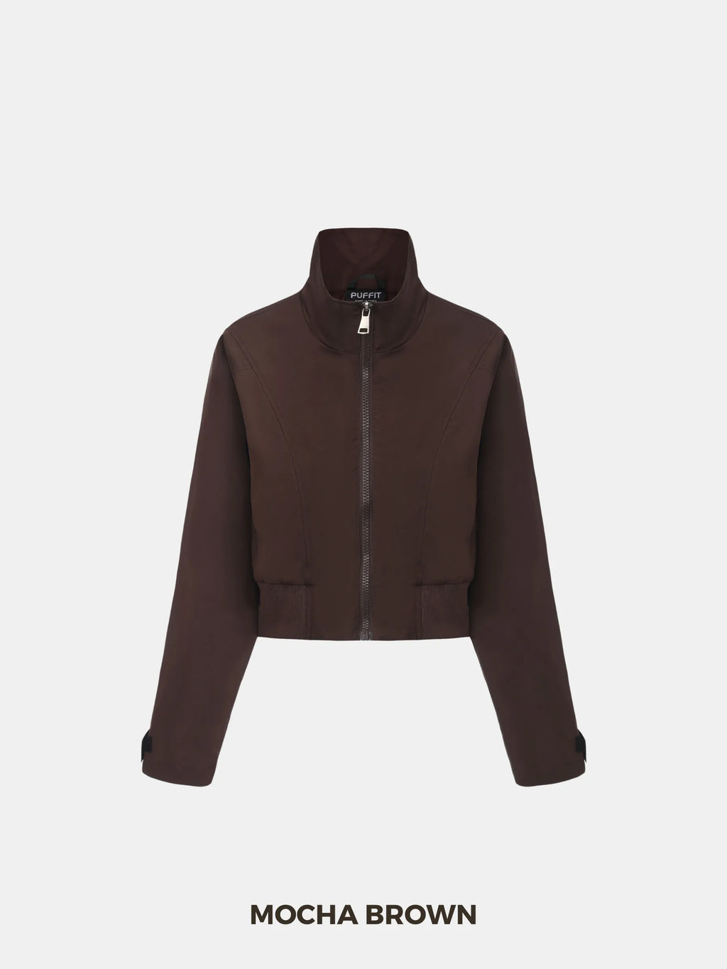 Mocha Brown Funnel Collar Waterproof Bomber Jacket