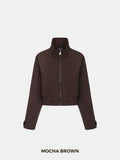 Mocha Brown Funnel Collar Waterproof Bomber Jacket