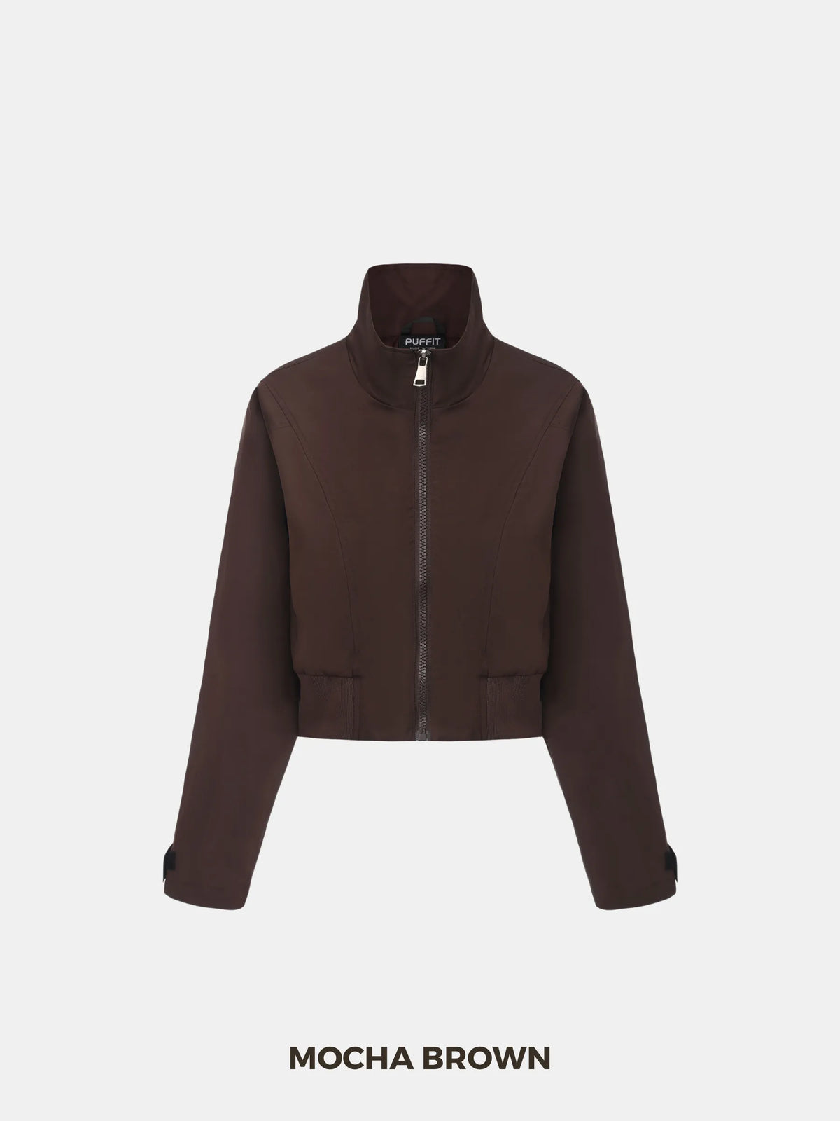 Mocha Brown Funnel Collar Waterproof Bomber Jacket
