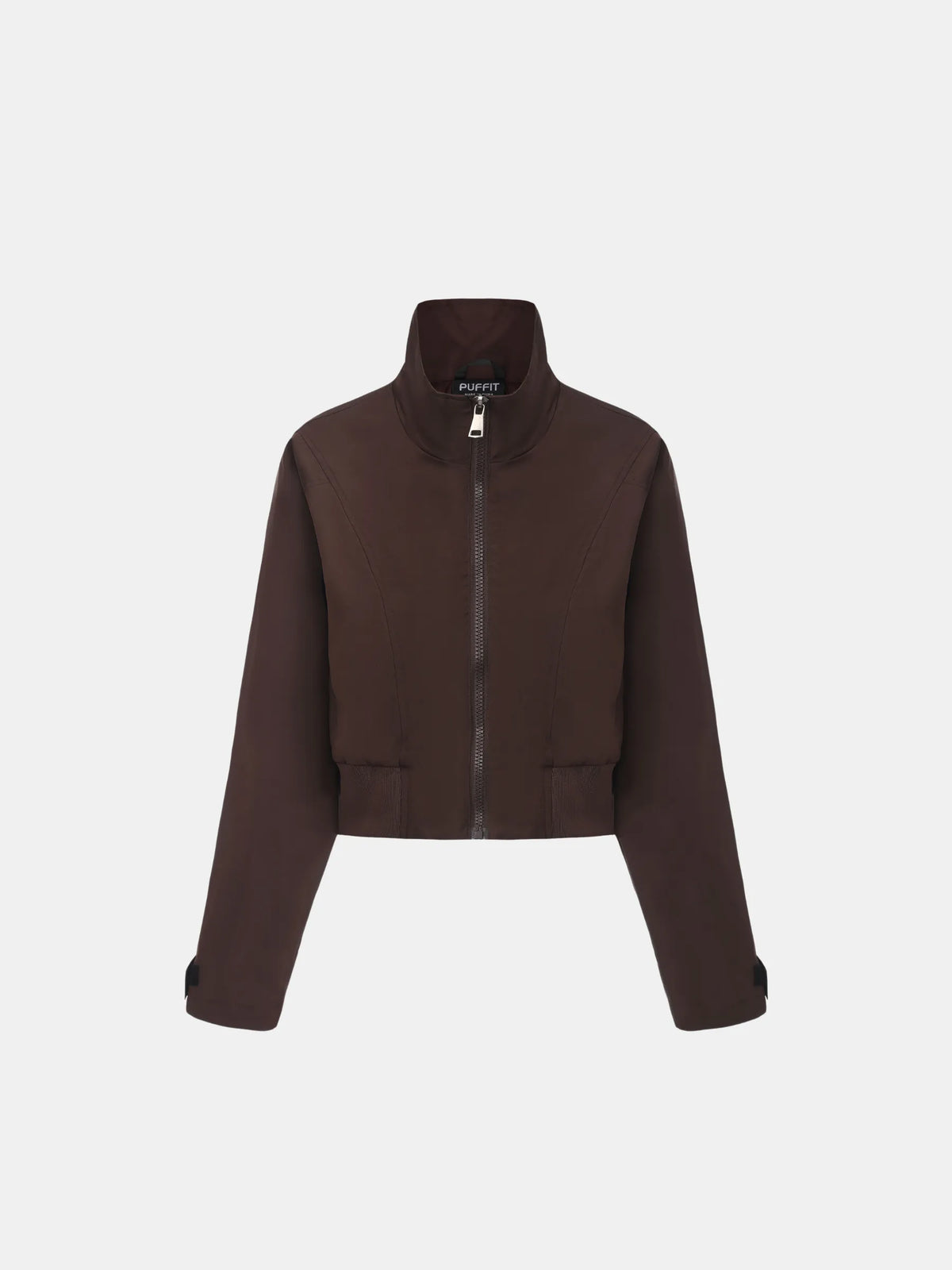 Mocha Brown Funnel Collar Waterproof Bomber Jacket