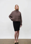 Brown Check Funnel Collar Waterproof Bomber Jacket