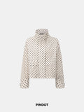 Pin Dot Stand Collar Bomber Jacket