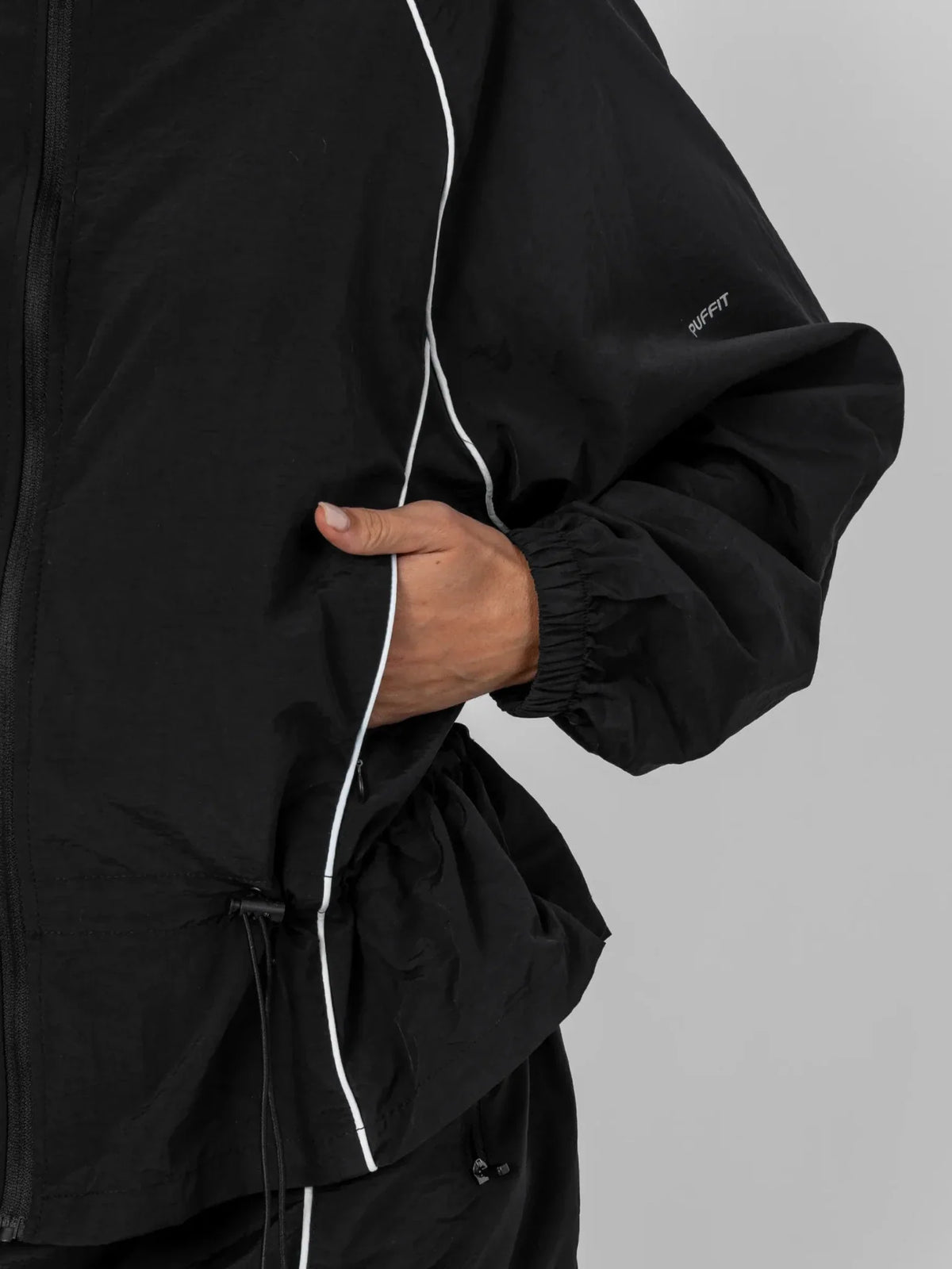 Water Repellent Full-Zip Packable-Hood Track Jacket