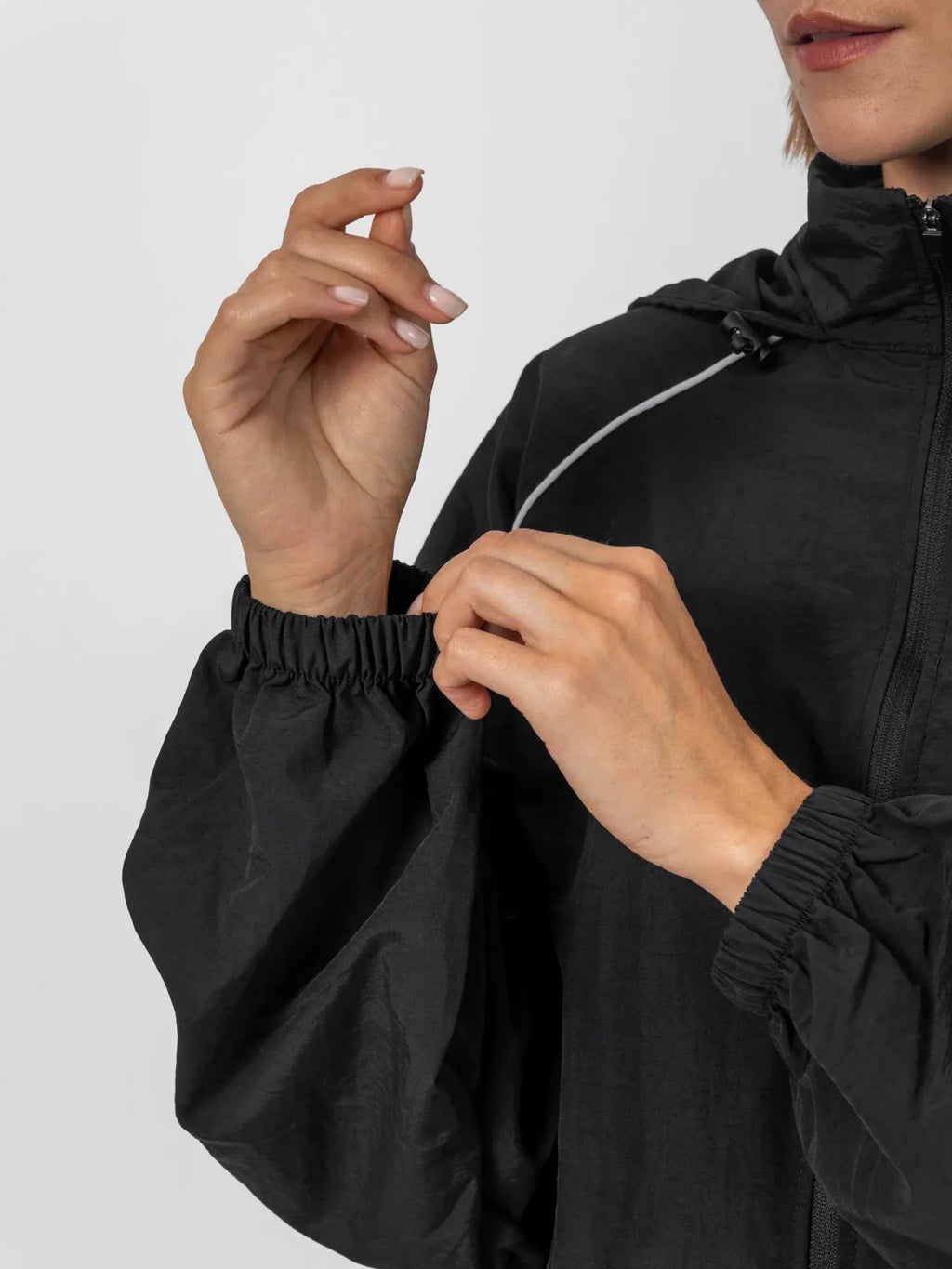 Water Repellent Full-Zip Packable-Hood Track Jacket