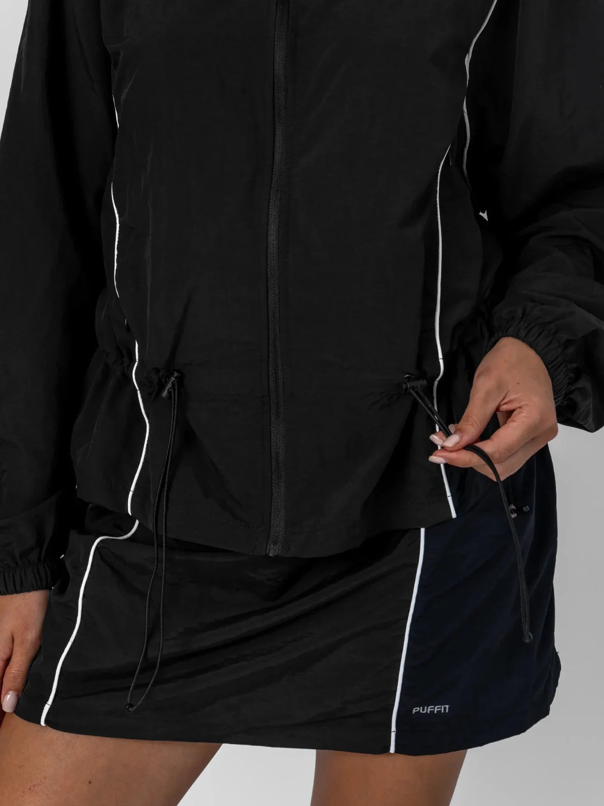 Water Repellent Full-Zip Packable-Hood Track Jacket