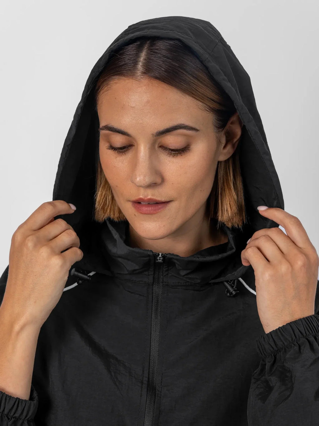 Water Repellent Full-Zip Packable-Hood Track Jacket