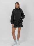 Water Repellent Full-Zip Packable-Hood Track Jacket