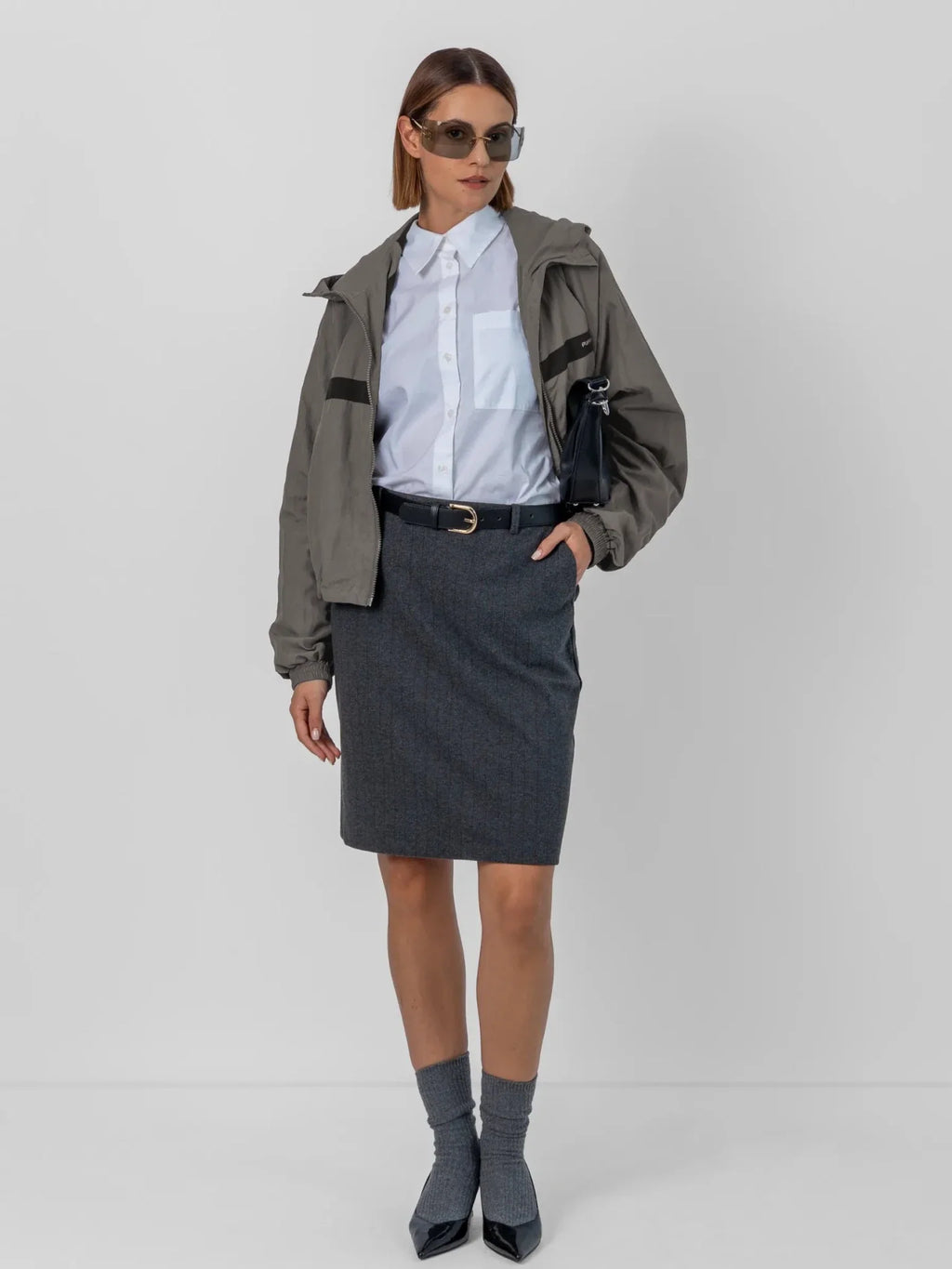Water Repellent Oversized Short Track Jacket