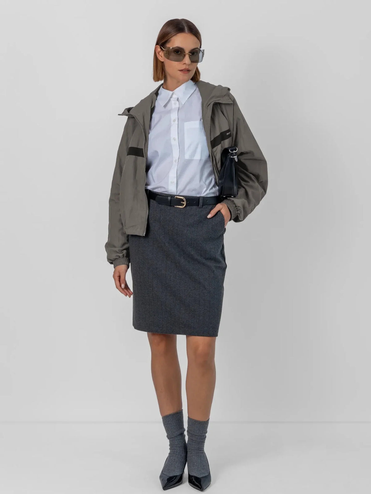 Water Repellent Oversized Short Track Jacket