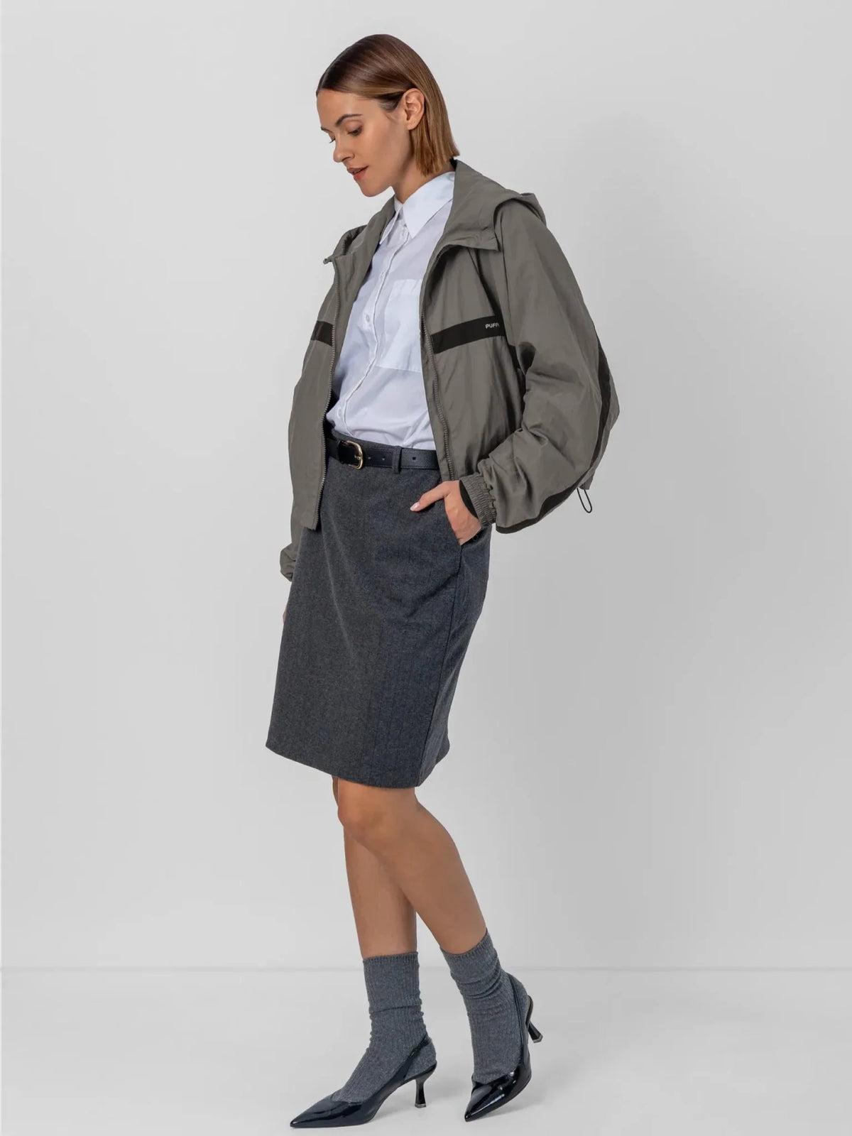 Water Repellent Oversized Short Track Jacket