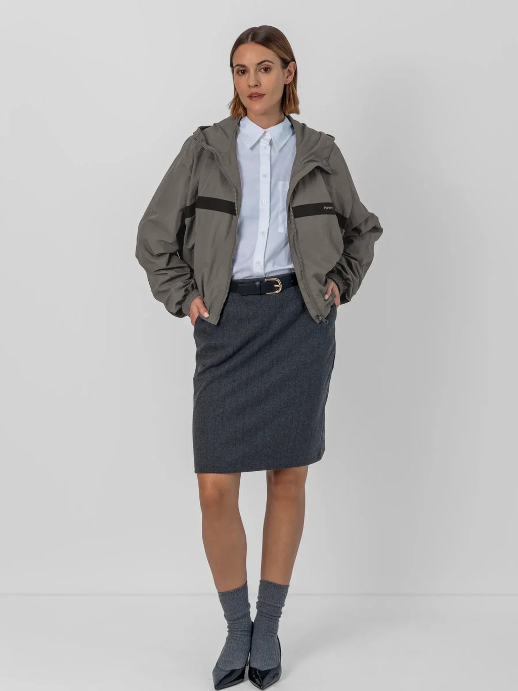 Water Repellent Oversized Short Track Jacket