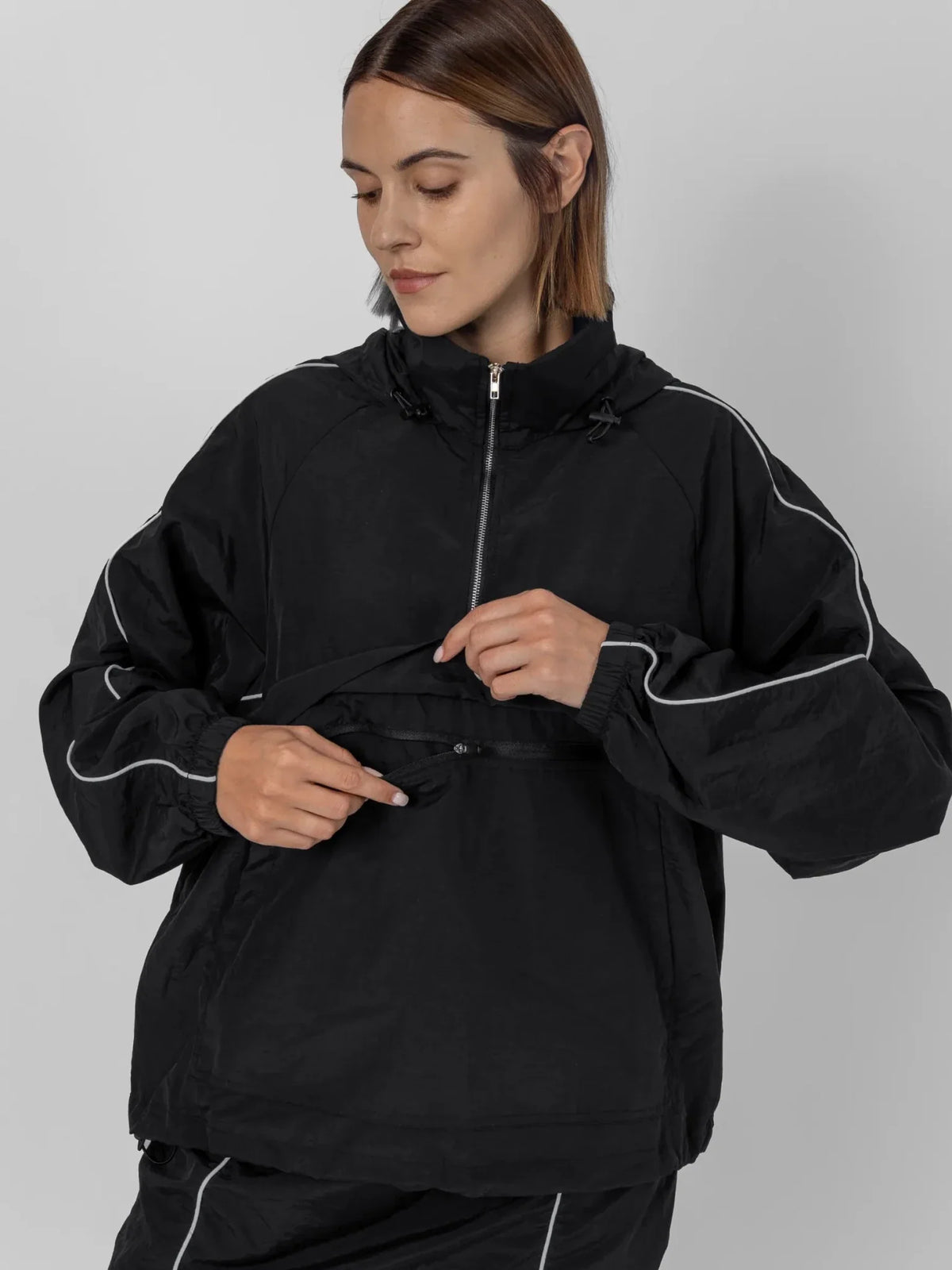 Water Repellent Packable-Hood Track Anorak