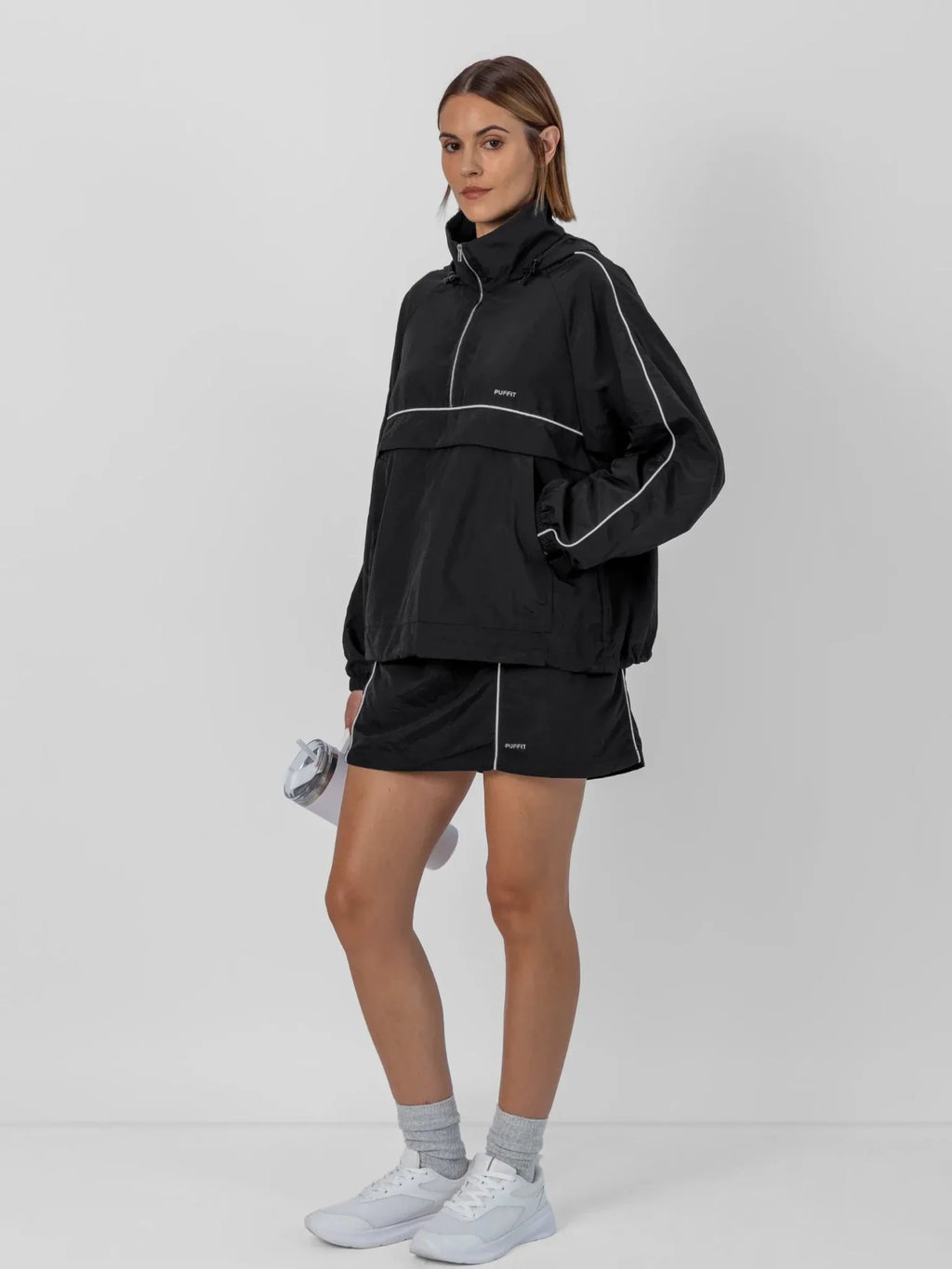 Water Repellent Packable-Hood Track Anorak