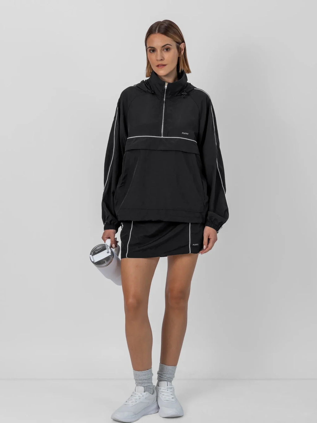 Water Repellent Packable-Hood Track Anorak