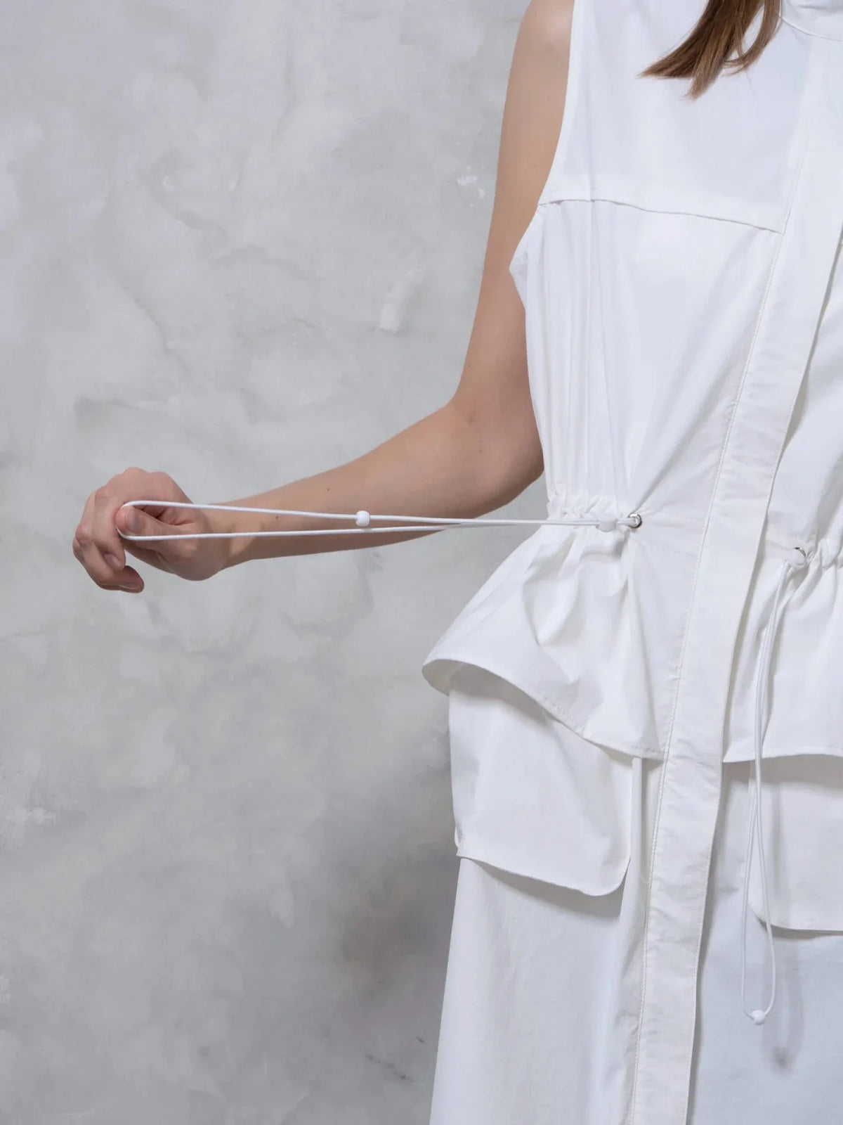 Drawstring Waist Sleeveless Zipped Long Bubble Dress