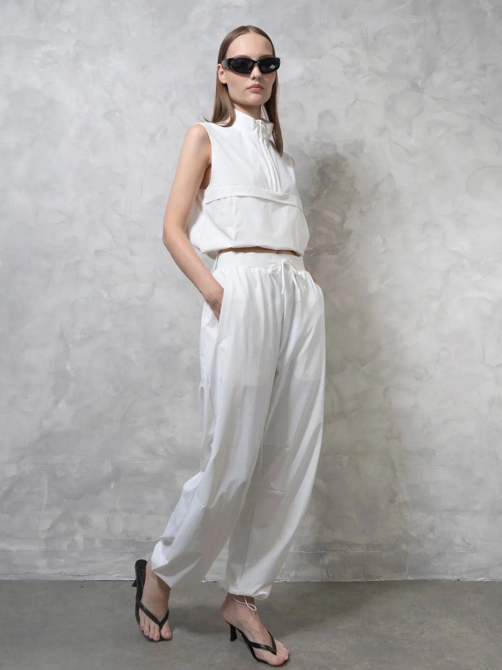 High Waisted Drawstring Utility Trousers