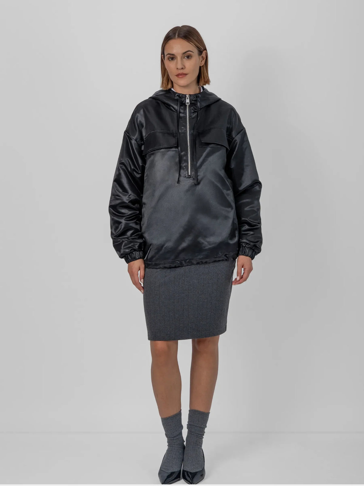 Shiny Oversized Padded Hoodie