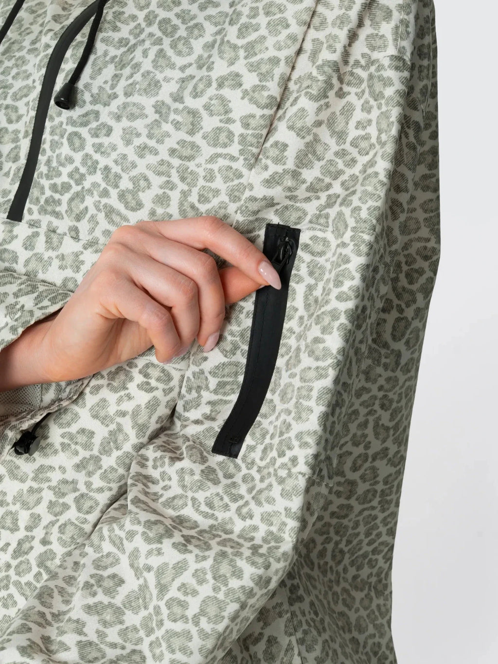 Classic Relaxed Fit Rain Hoodie - Olive Leopard