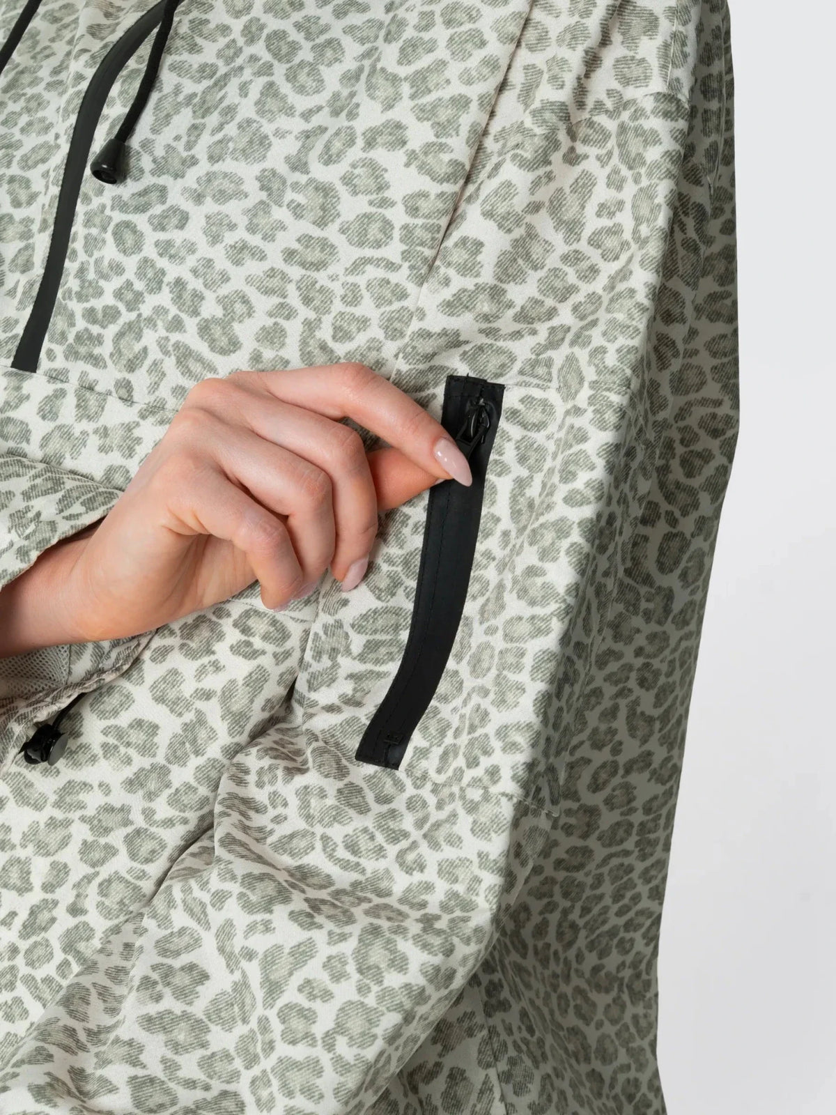 Classic Relaxed Fit Rain Hoodie - Olive Leopard