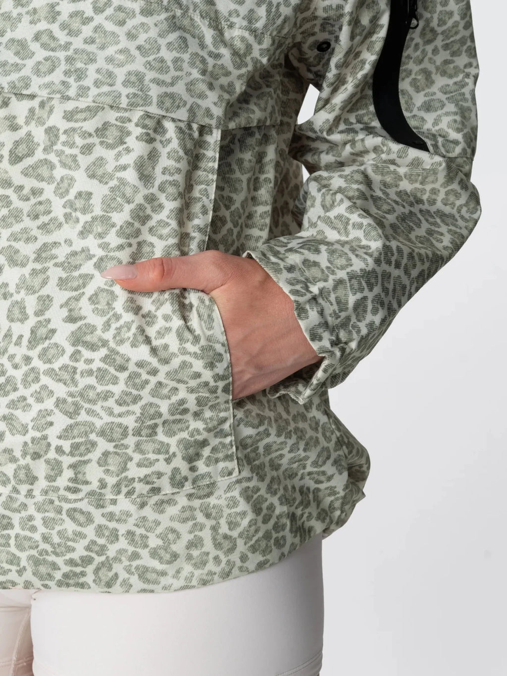 Classic Relaxed Fit Rain Hoodie - Olive Leopard
