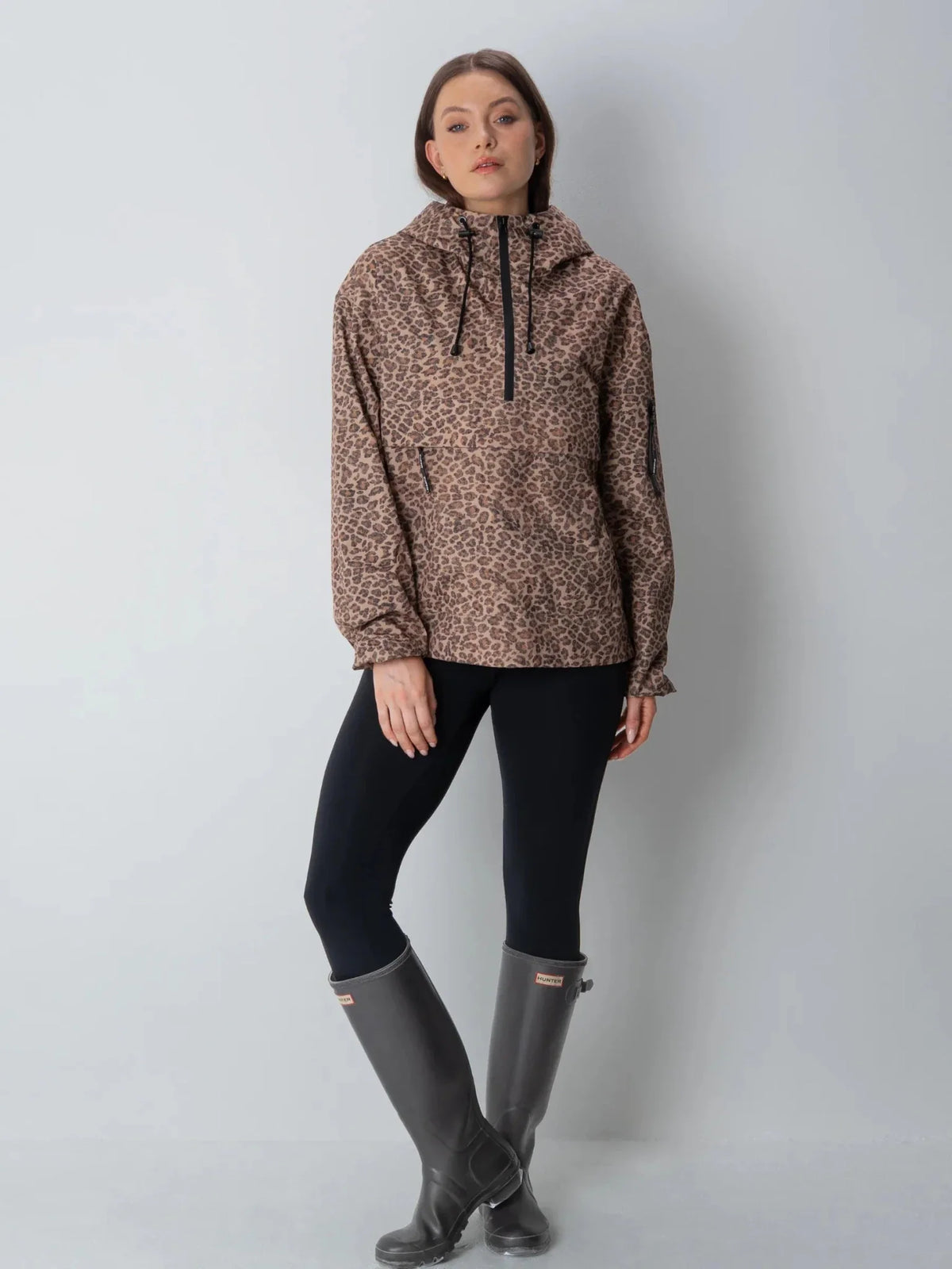 Classic Relaxed Fit Rain Hoodie - Leopard Print