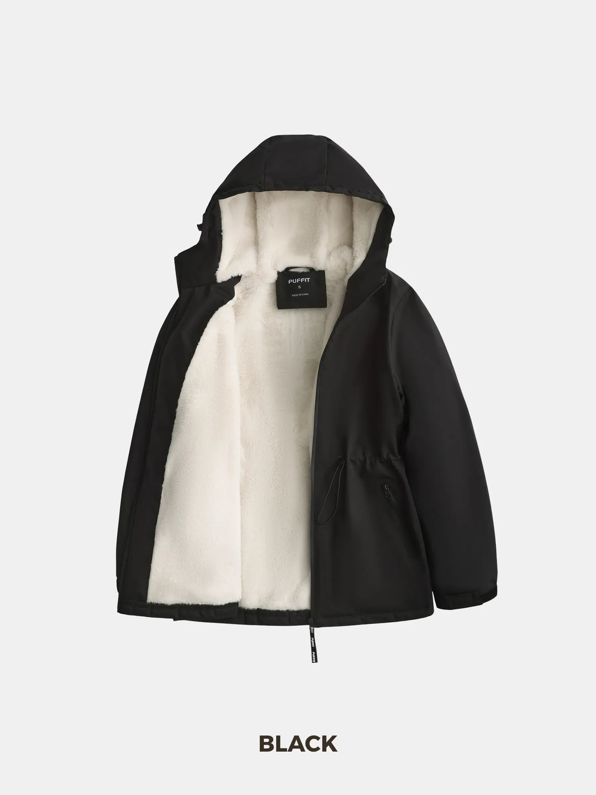 Faux Fur Lined Full Zip Rain Jacket