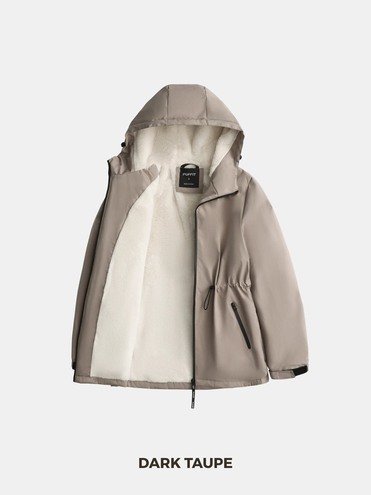 Faux Fur Lined Full Zip Rain Jacket