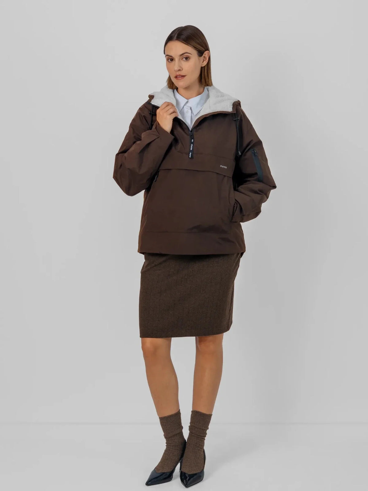 Classic Relaxed Fit Rain Hoodie - Mocha Brown