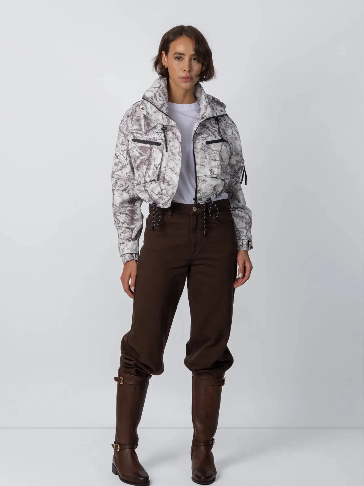 Elevated Cropped Hooded Rain Jacket